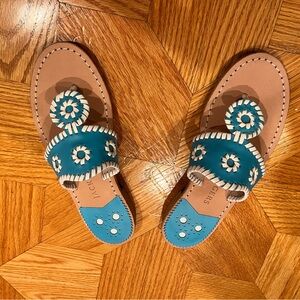 Jack Rogers Teal and White Sandals